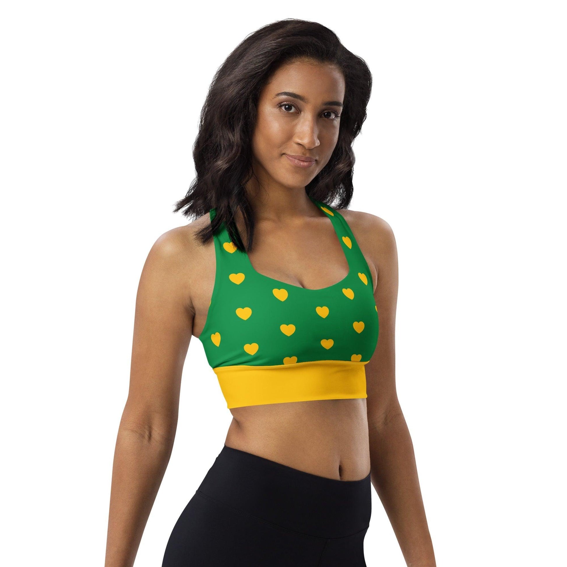 Sports Bra - HEARTS yellow green - SHALMIAK