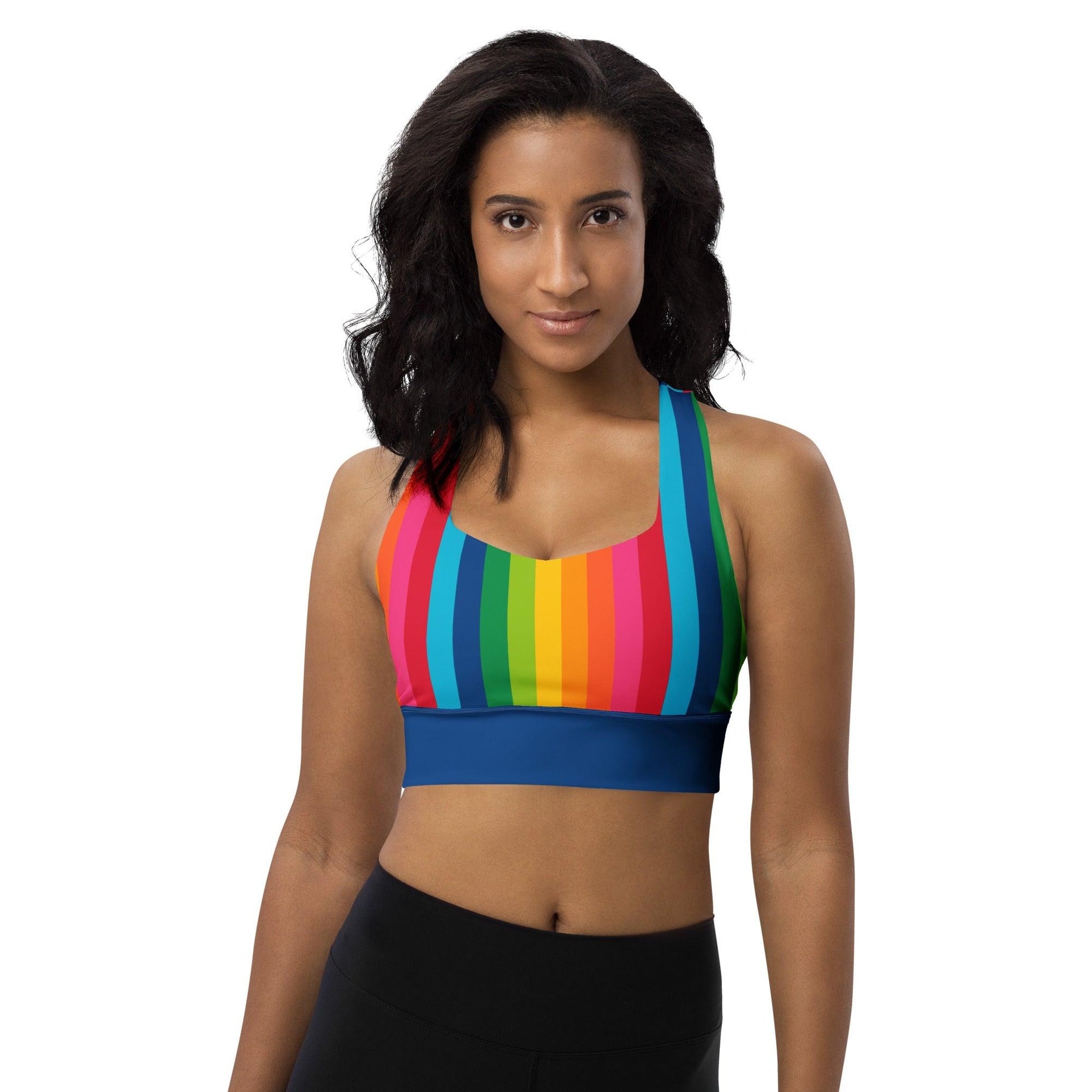 Sports Bra - RAINBOW STRIPE vertical - SHALMIAK