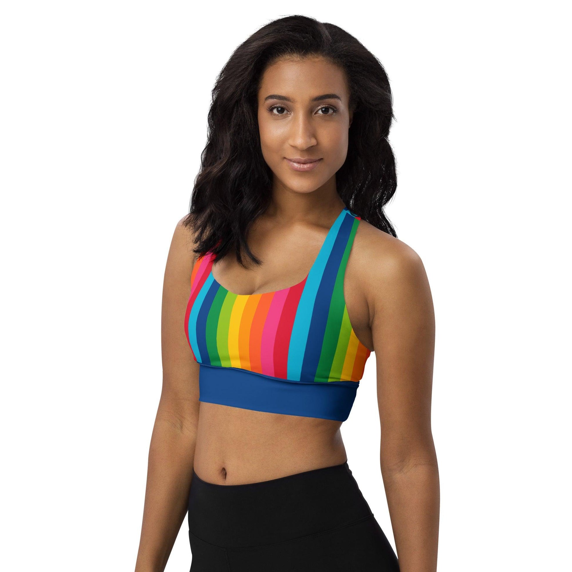 Sports Bra - RAINBOW STRIPE vertical - SHALMIAK