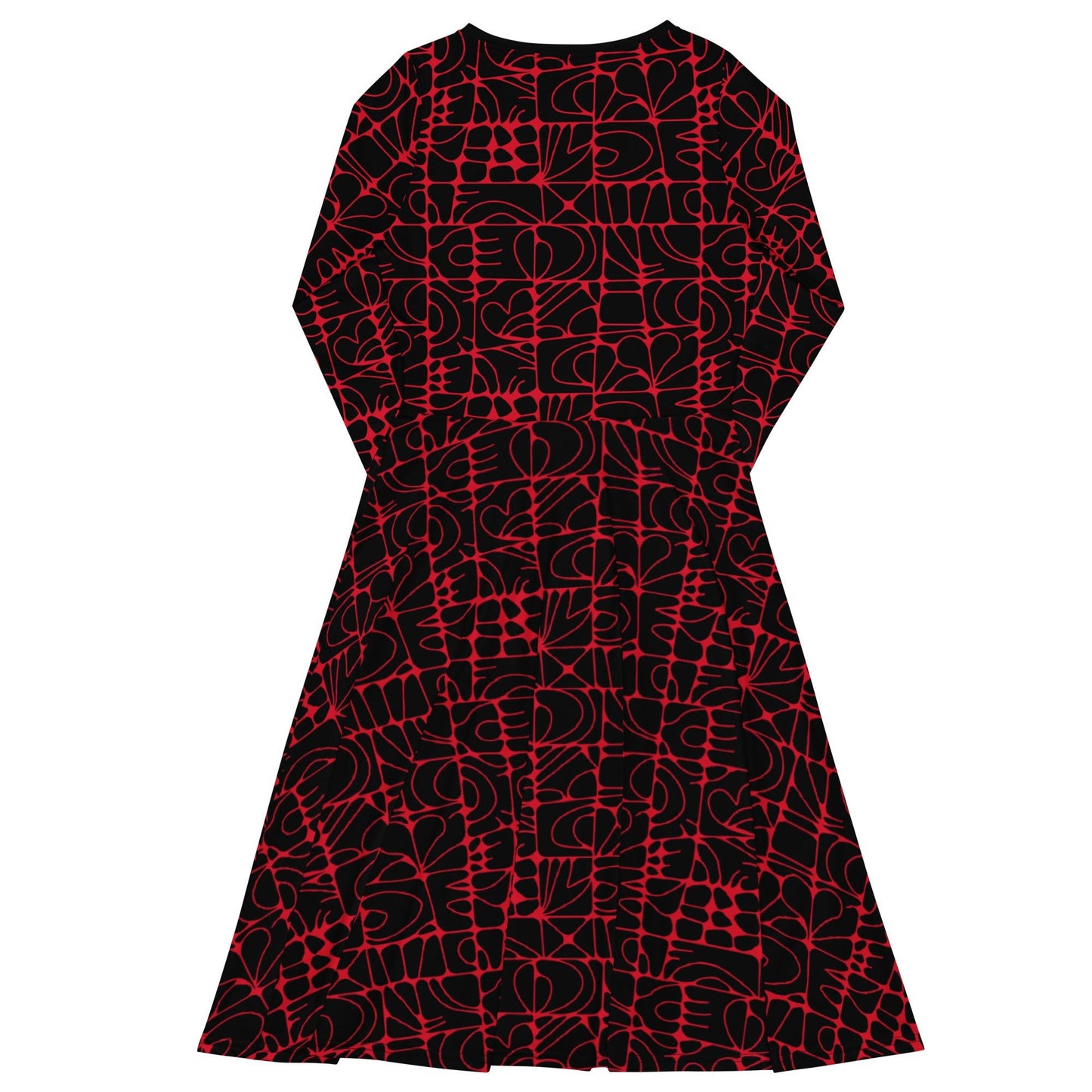 STONE SPIRIT black red - Midi Dress With Pockets - SHALMIAK