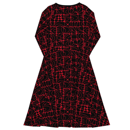 STONE SPIRIT black red - Midi Dress With Pockets - SHALMIAK
