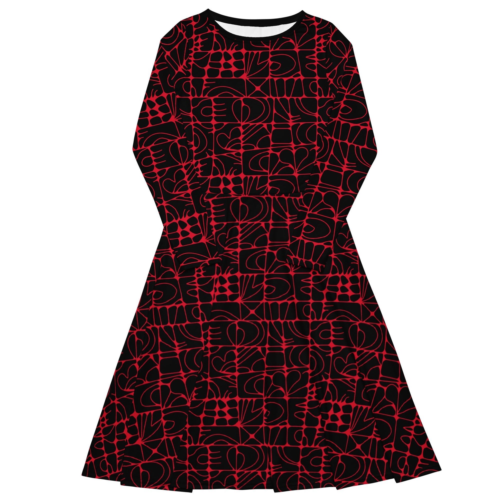 STONE SPIRIT black red - Midi Dress With Pockets - SHALMIAK