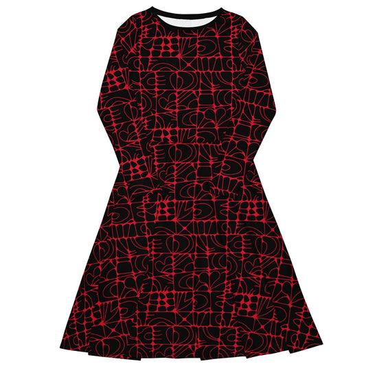 STONE SPIRIT black red - Midi Dress With Pockets - SHALMIAK