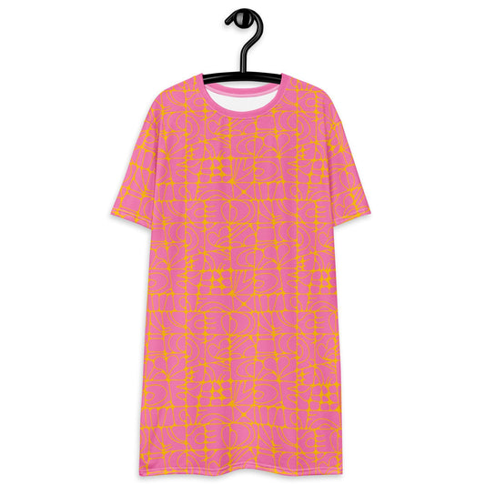 STONE SPIRIT pink yellow - T-Shirt Dress - SHALMIAK