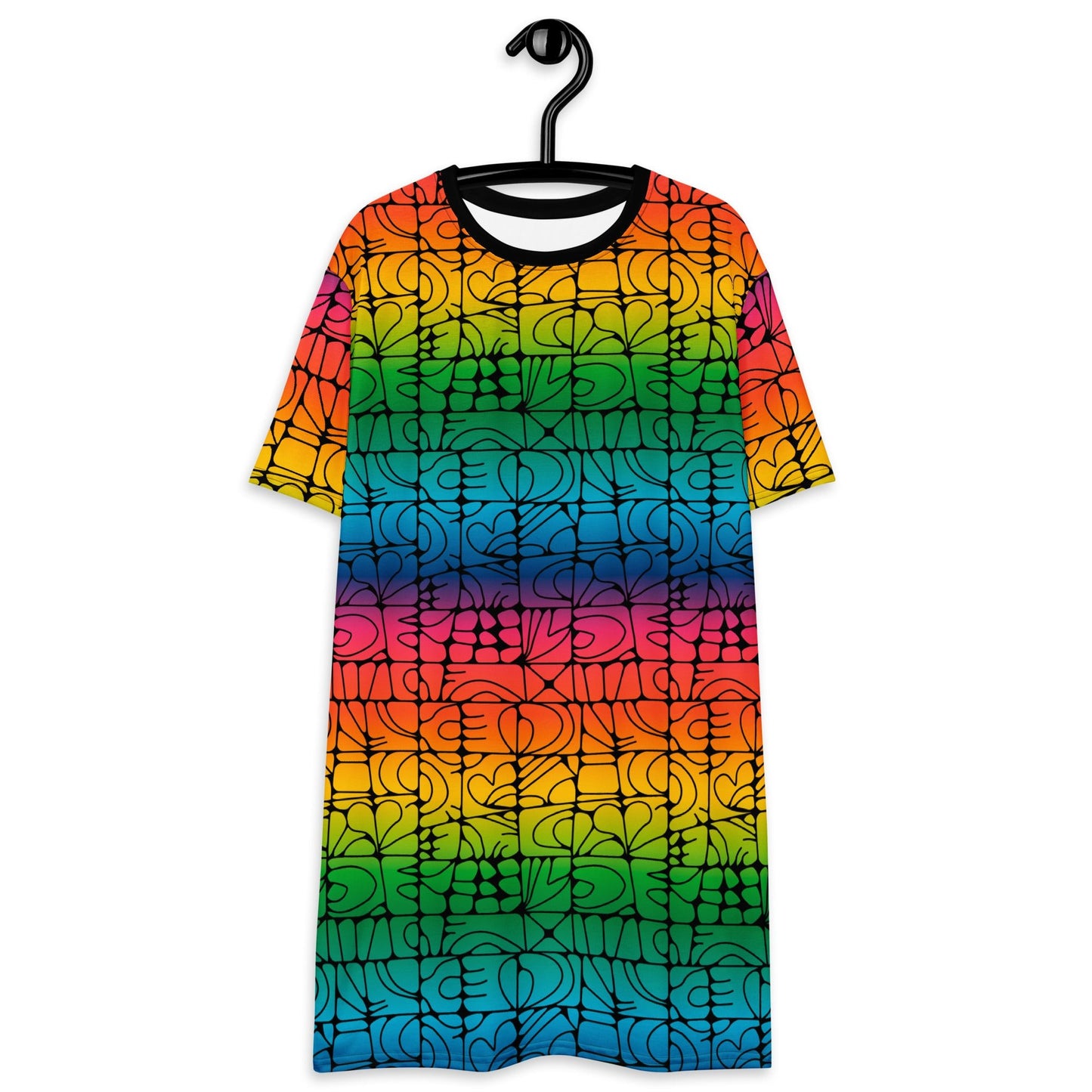 STONE SPIRIT rainbow black - T-Shirt Dress - SHALMIAK