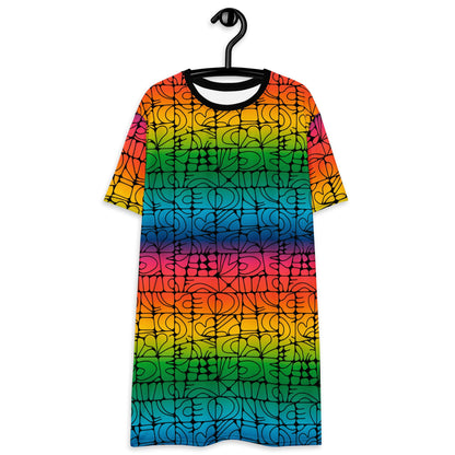 STONE SPIRIT rainbow black - T-Shirt Dress - SHALMIAK