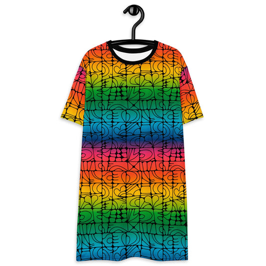 STONE SPIRIT rainbow black - T-Shirt Dress - SHALMIAK