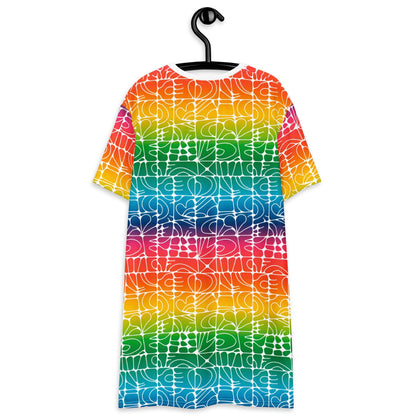 STONE SPIRIT rainbow white - T-Shirt Dress - SHALMIAK