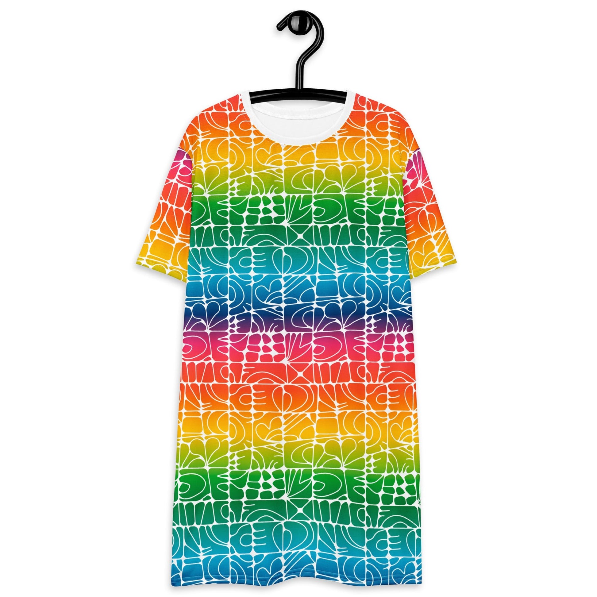 STONE SPIRIT rainbow white - T-Shirt Dress - SHALMIAK
