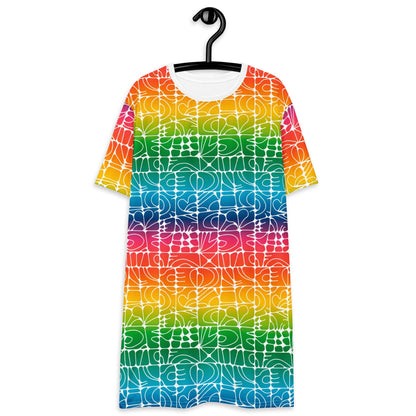 STONE SPIRIT rainbow white - T-Shirt Dress - SHALMIAK