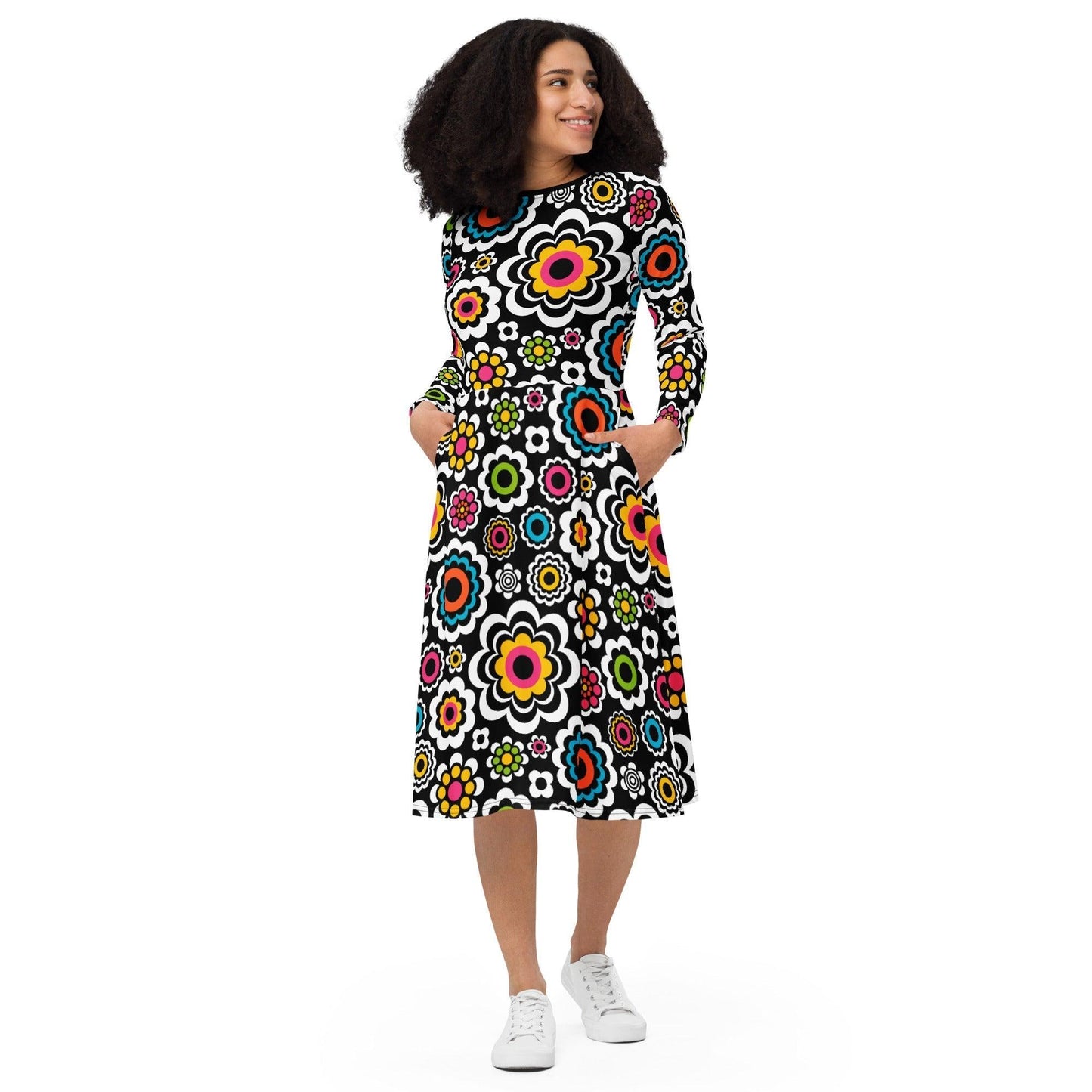 SUGAR BLOOM - Midi Dress With Pockets - SHALMIAK
