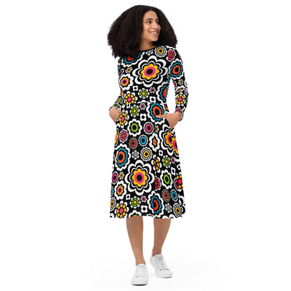 SUGAR BLOOM - Midi Dress With Pockets - SHALMIAK