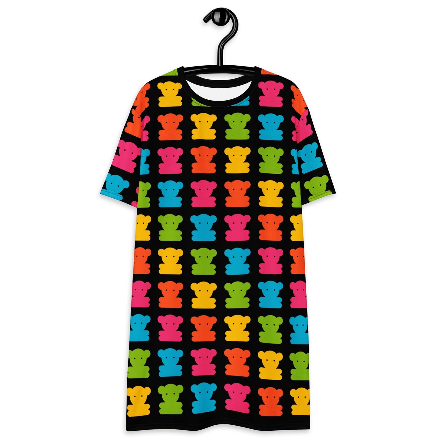 SWEET TEDDY happy black - T-Shirt Dress - SHALMIAK