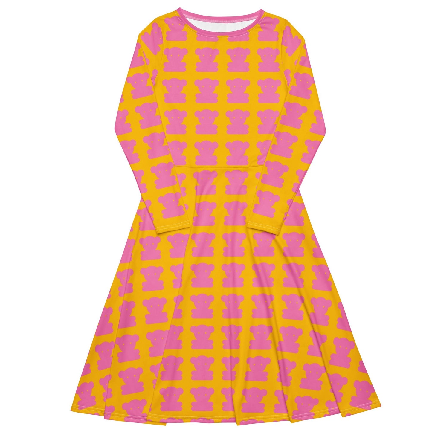 SWEET TEDDY pink yellow - Midi Dress With Pockets - SHALMIAK