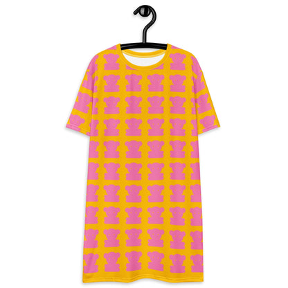 SWEET TEDDY pink yellow - T-Shirt Dress - SHALMIAK