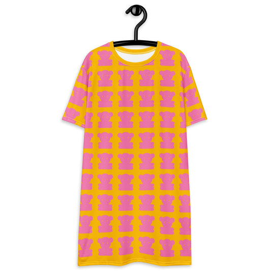 SWEET TEDDY pink yellow - T-Shirt Dress - SHALMIAK