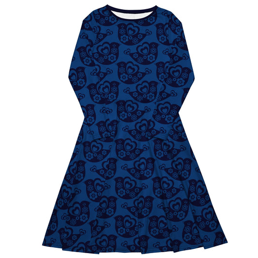 TWEET LOVE dark blue - Midi Dress With Pockets - SHALMIAK