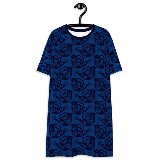 TWEET LOVE dark blue - T-Shirt Dress - SHALMIAK