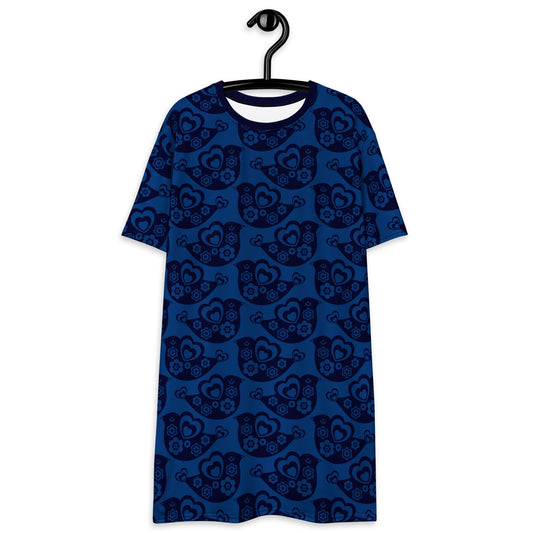 TWEET LOVE dark blue - T-Shirt Dress - SHALMIAK