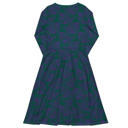 TWEET LOVE green purple - Midi Dress With Pockets - SHALMIAK
