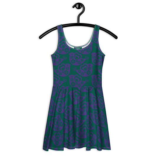 TWEET LOVE green purple - Skater Dress - SHALMIAK