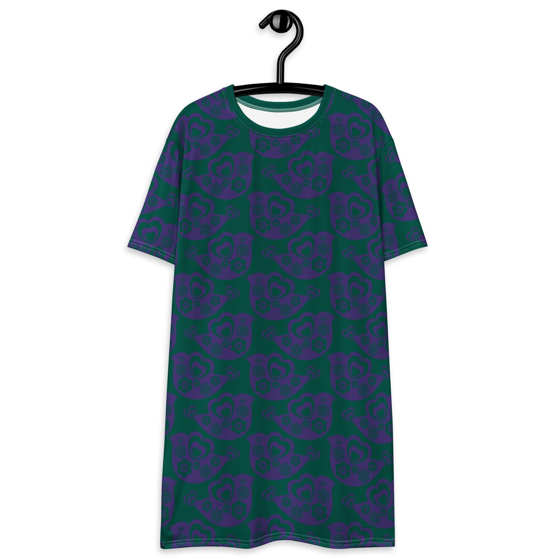 TWEET LOVE green purple - T-Shirt Dress - SHALMIAK