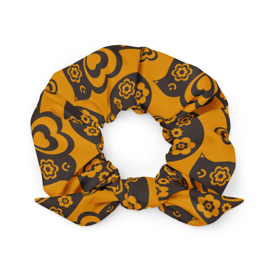 TWEET LOVE orange brown - Scrunchie - SHALMIAK