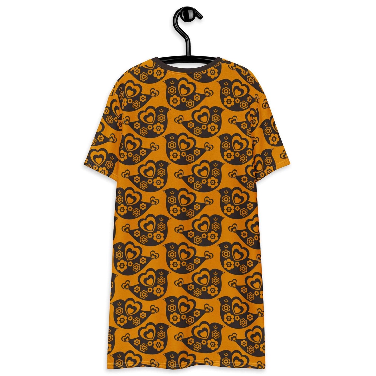 T-shirt dress - TWEET LOVE orange brown - Birds and hearts print