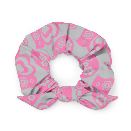 TWEET LOVE pink grey - Scrunchie - SHALMIAK