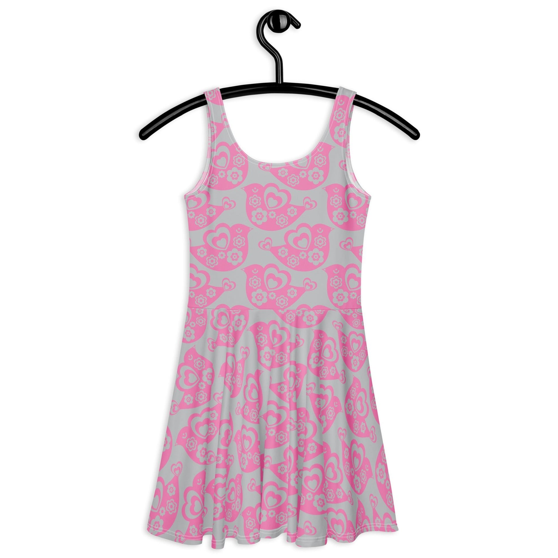 TWEET LOVE pink grey - Skater Dress - SHALMIAK