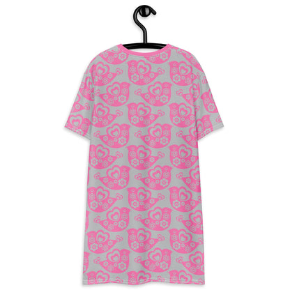 TWEET LOVE pink grey - T-Shirt Dress - SHALMIAK
