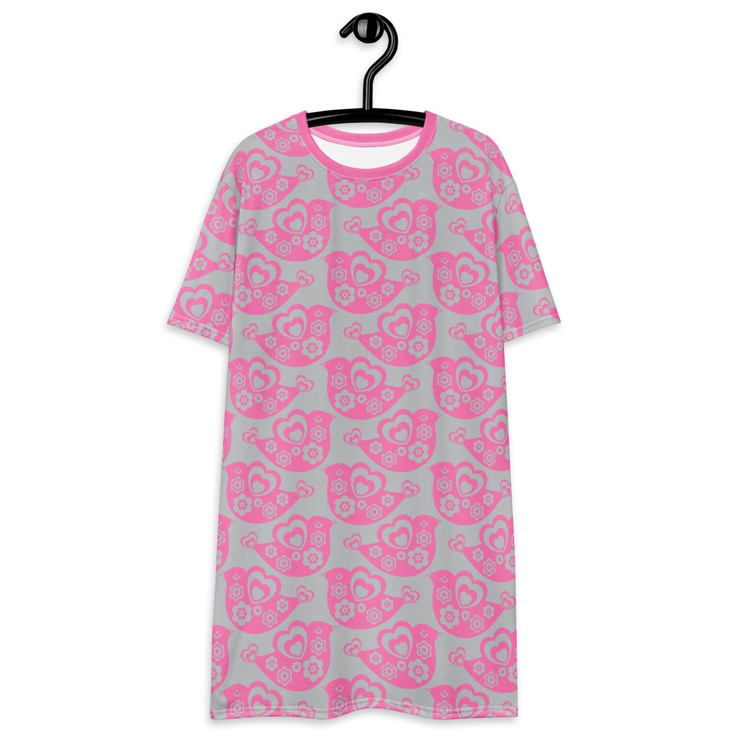 TWEET LOVE pink grey - T-Shirt Dress - SHALMIAK