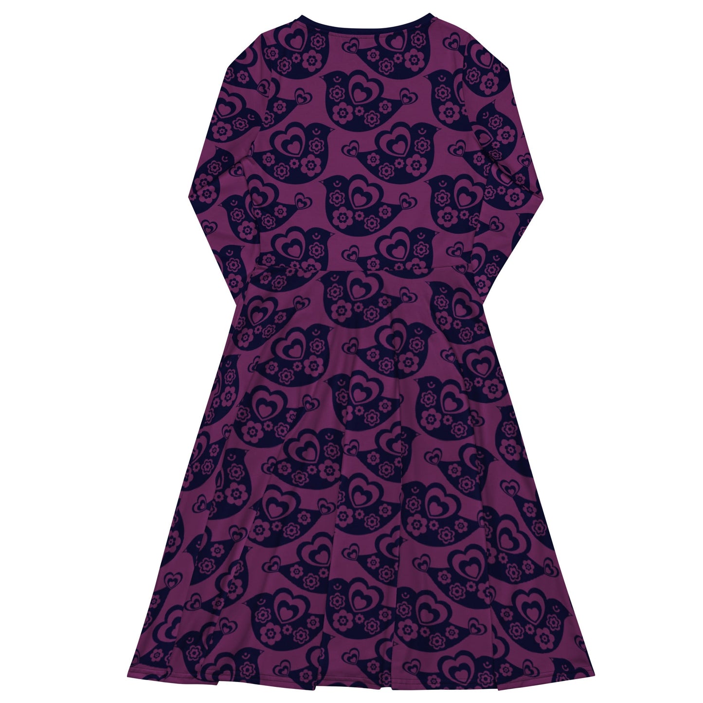 TWEET LOVE plum - Midi Dress With Pockets - SHALMIAK