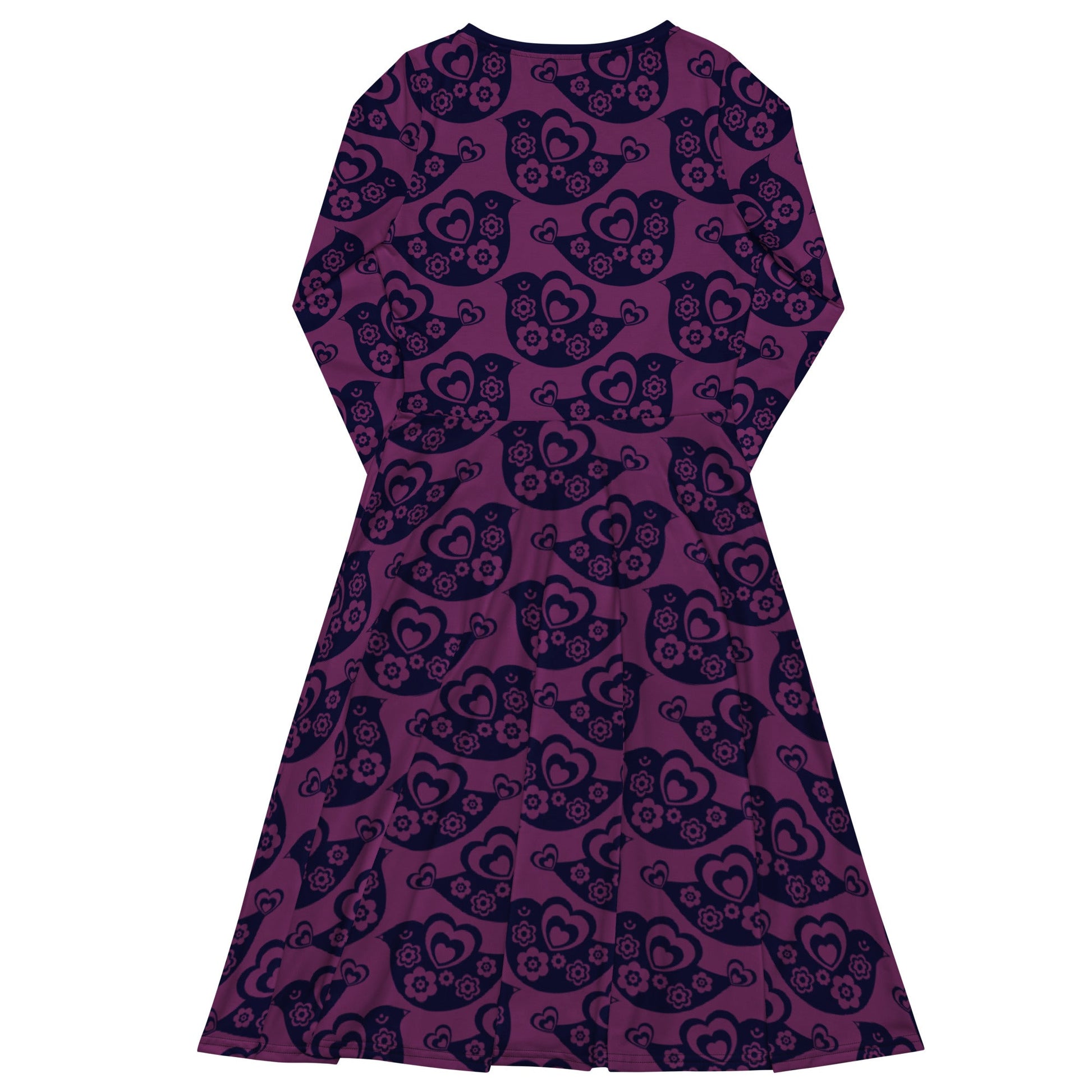 TWEET LOVE plum - Midi Dress With Pockets - SHALMIAK