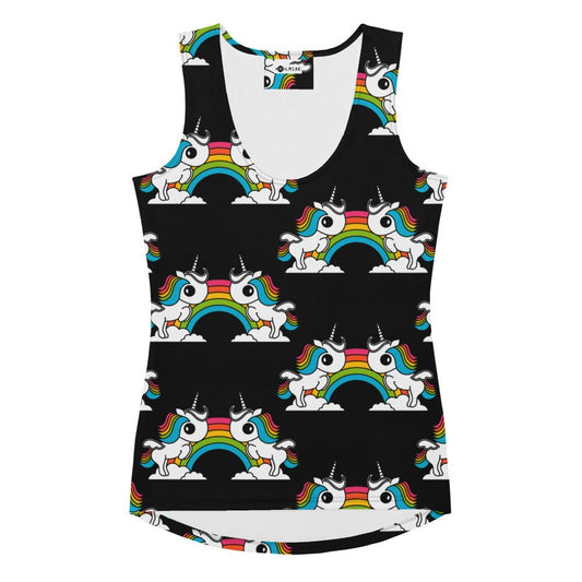 UNIQUE black - Tank Top with unicorns and rainbows - SHALMIAK
