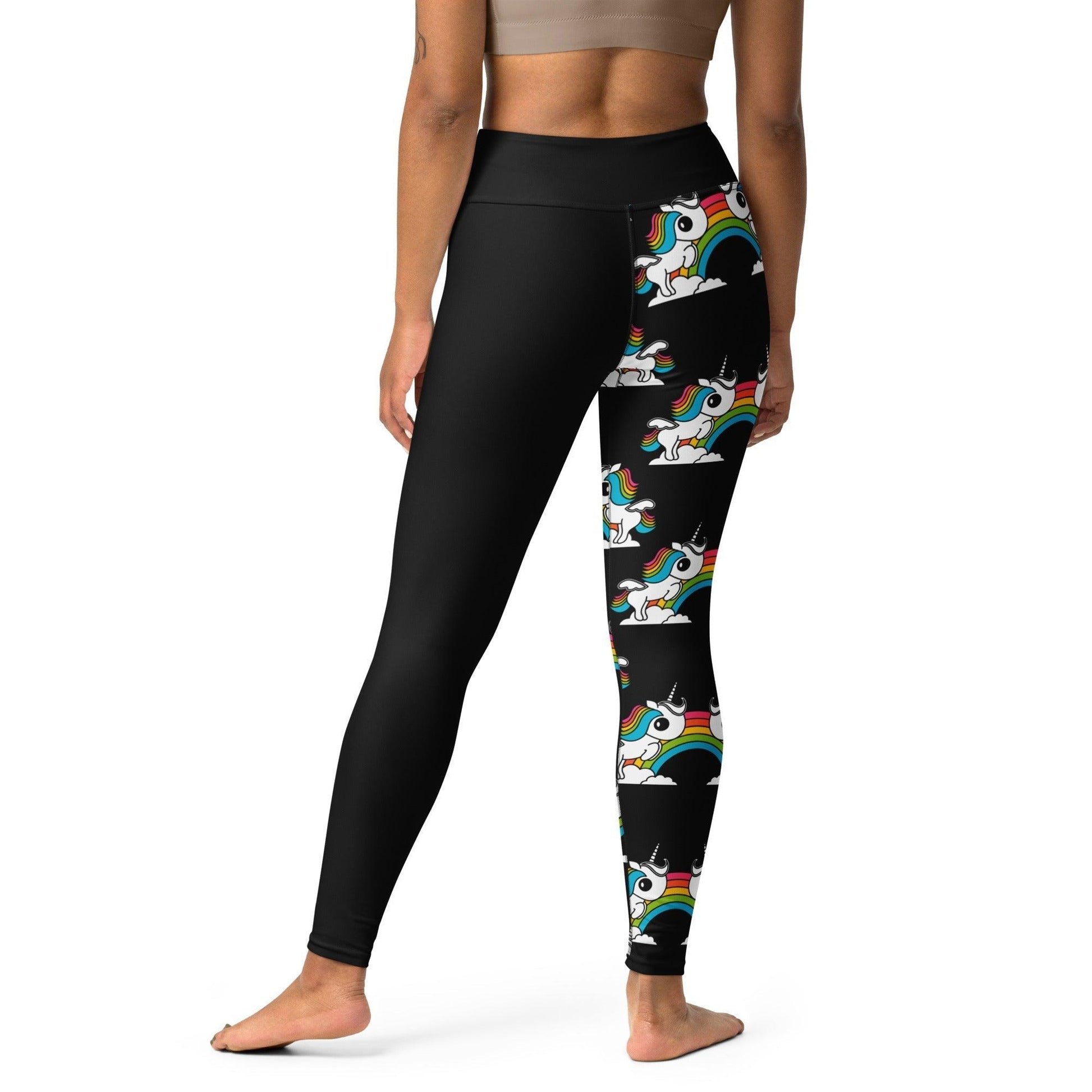 UNIQUE black - Yoga Leggings with unicorns and rainbows - SHALMIAK