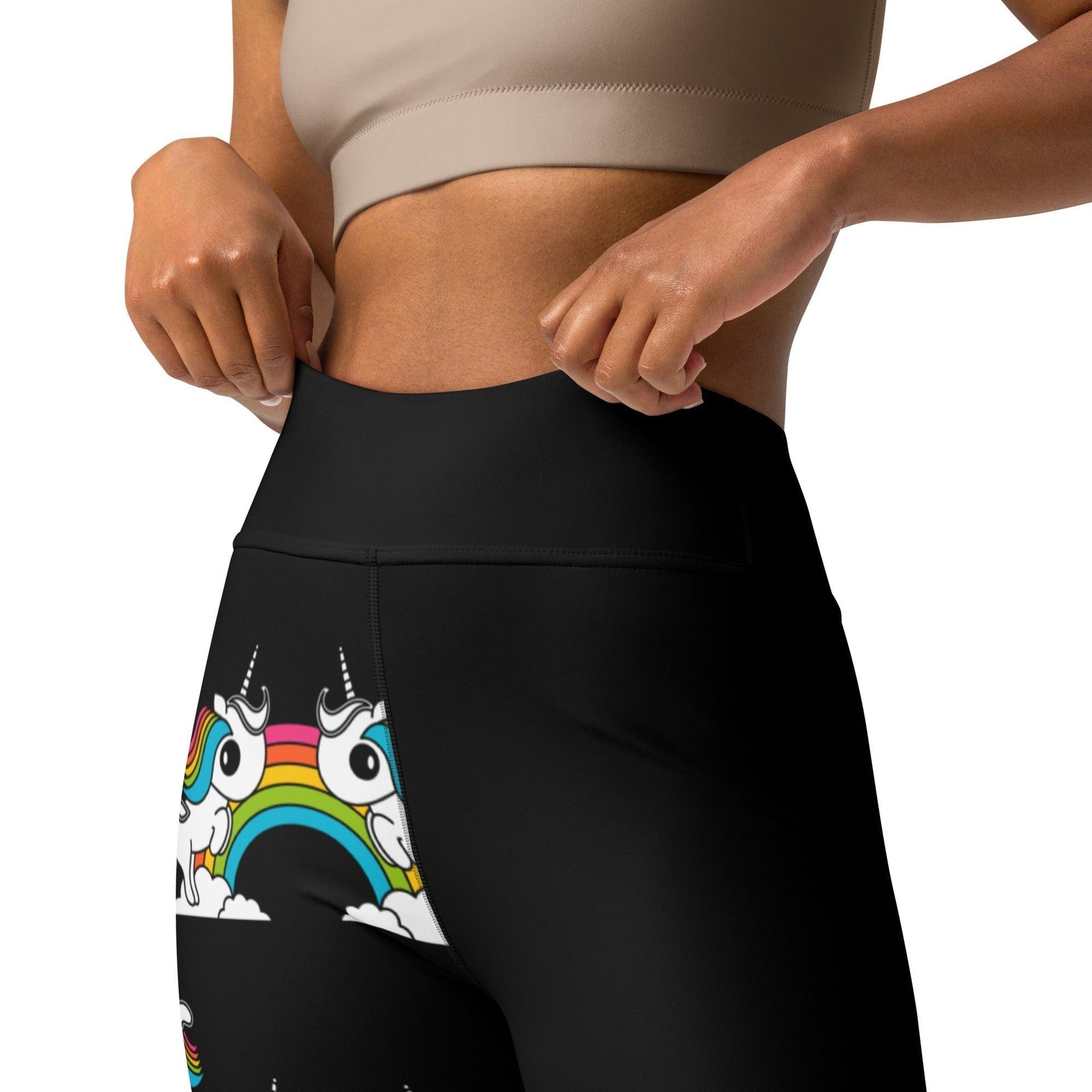 UNIQUE black - Yoga Leggings with unicorns and rainbows - SHALMIAK