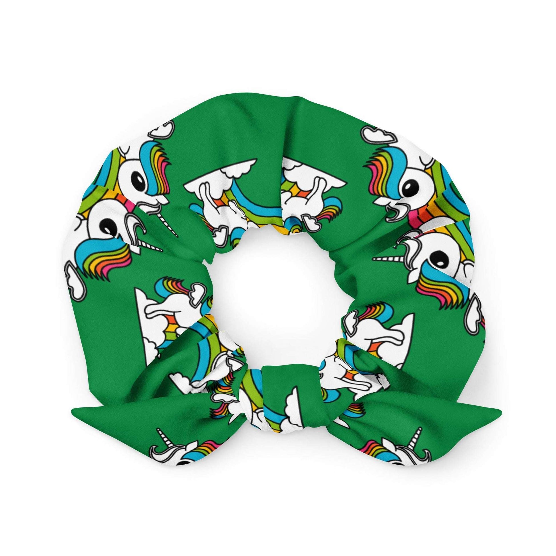 Scrunchie - UNIQUE green - Unicorns and rainbows