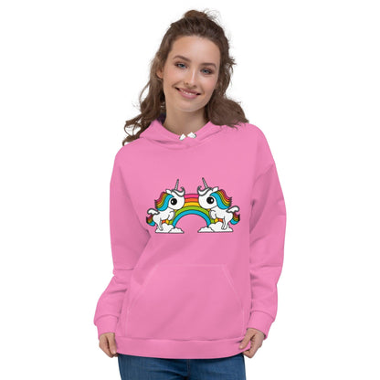 Hoodie - UNIQUE pink (just unicorns) - Unicorns and rainbows print
