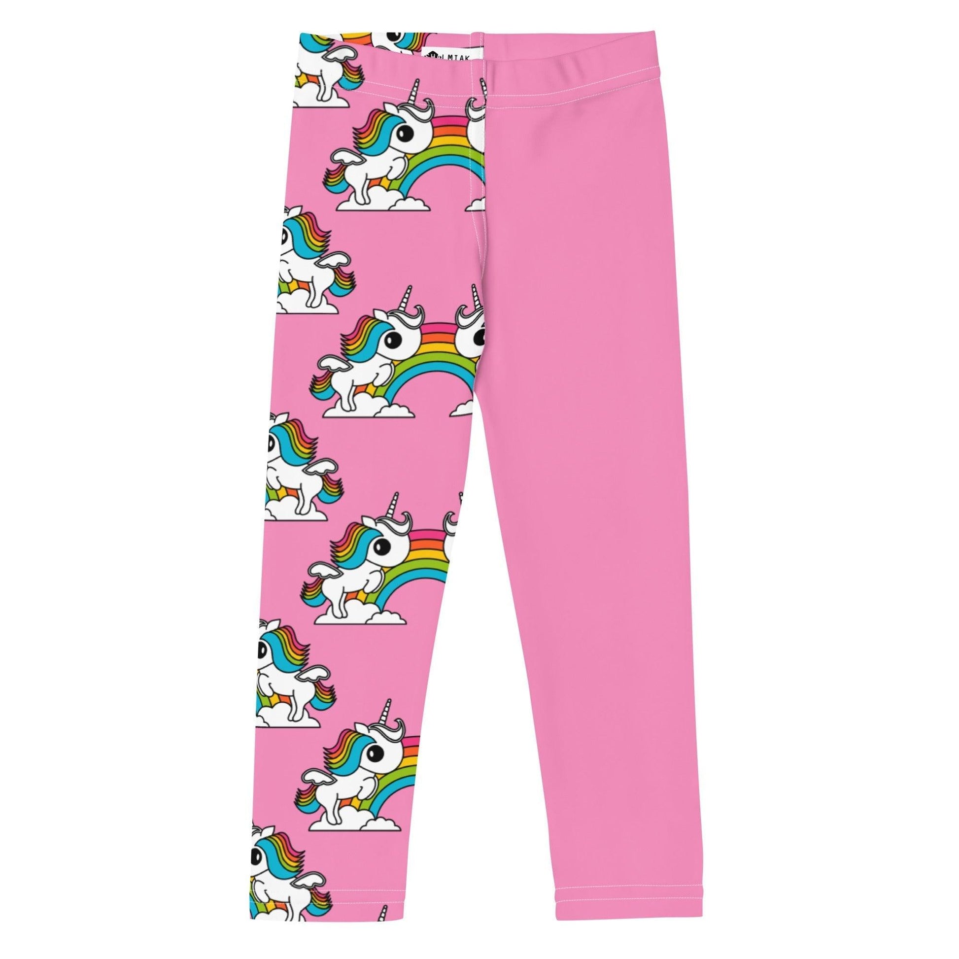 UNIQUE pink - Kids' Leggings with unicorns and rainbows - SHALMIAK