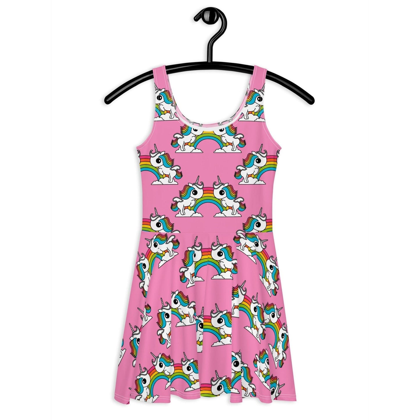 UNIQUE pink - Skater Dress with unicorns and rainbows - SHALMIAK