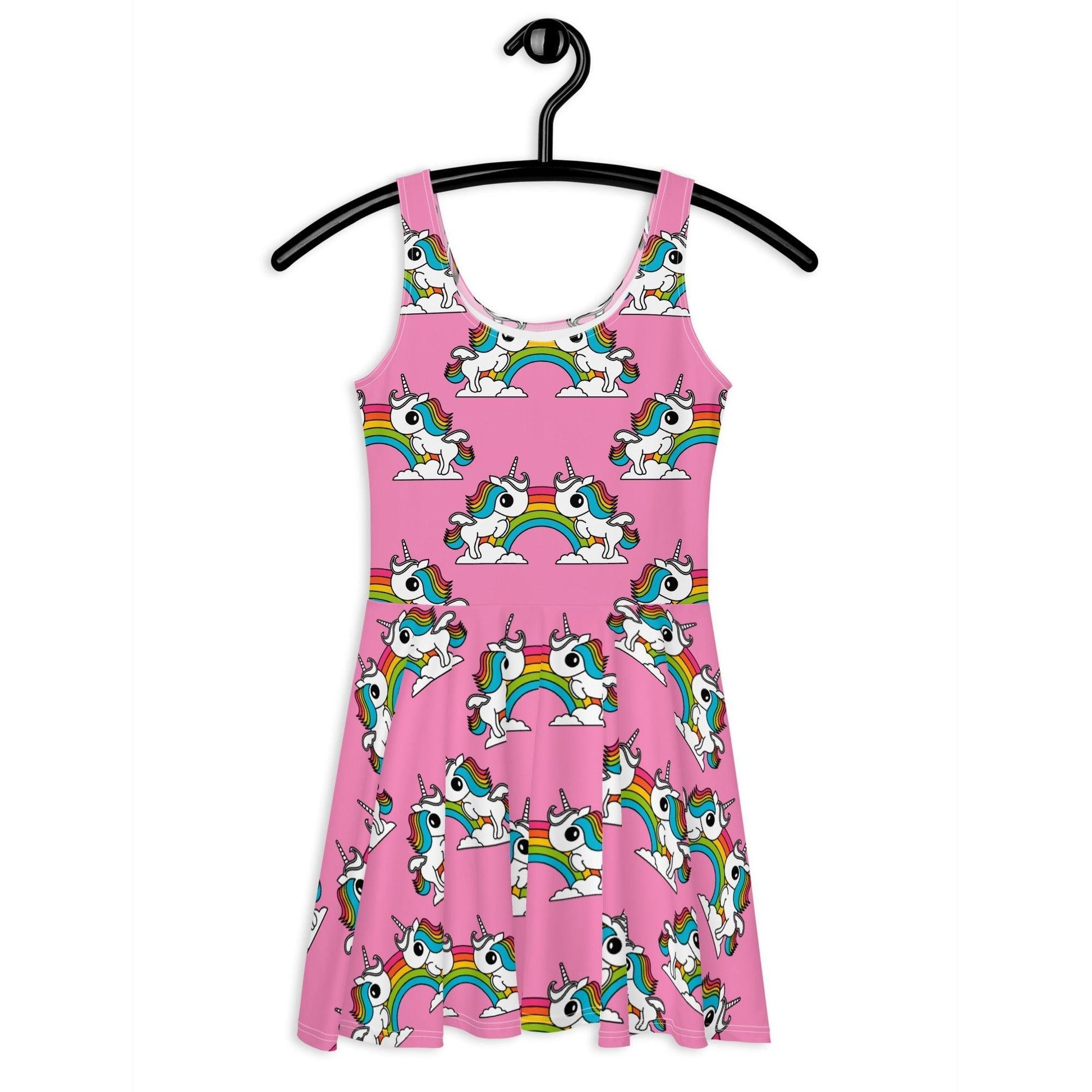 UNIQUE pink - Skater Dress with unicorns and rainbows - SHALMIAK