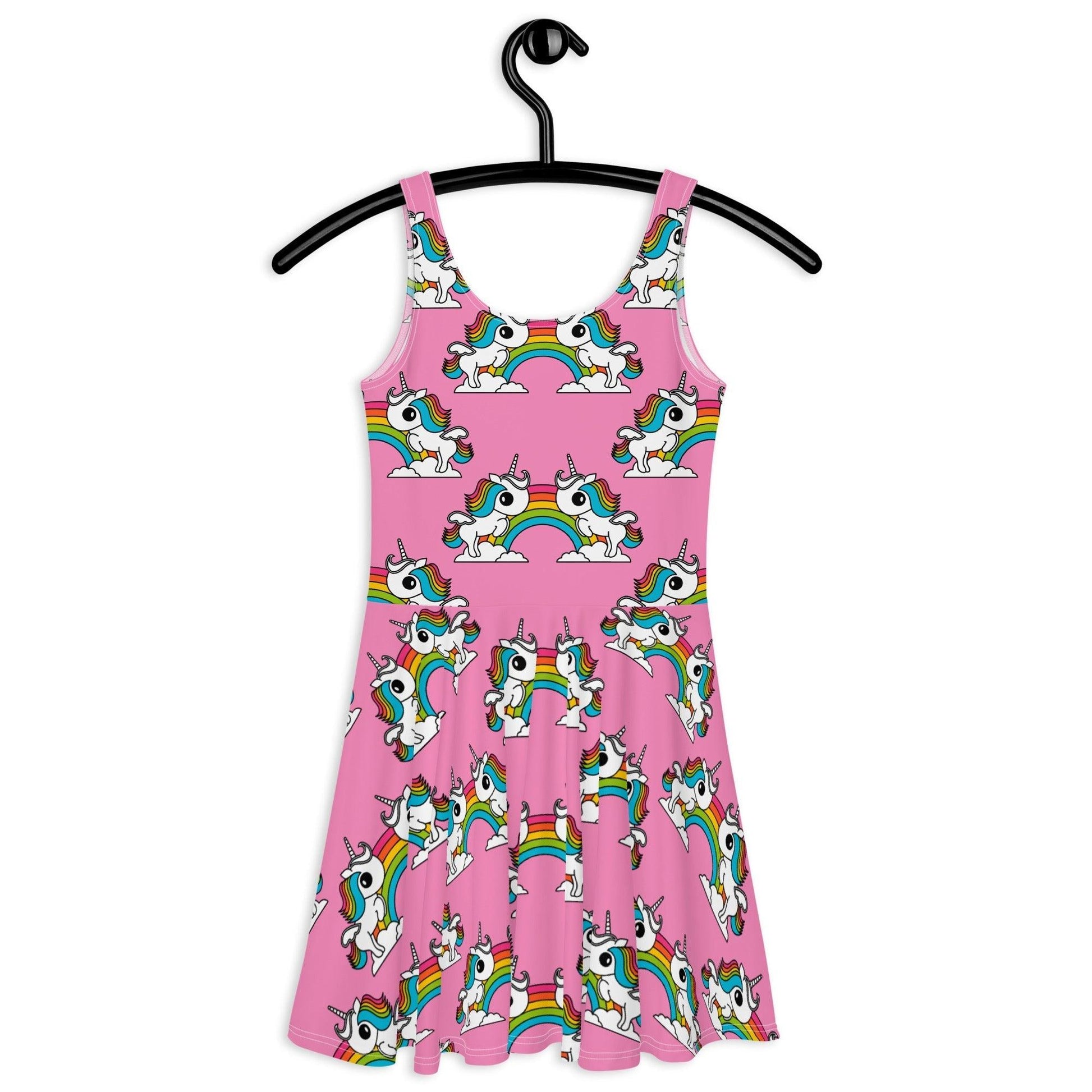 UNIQUE pink - Skater Dress with unicorns and rainbows - SHALMIAK