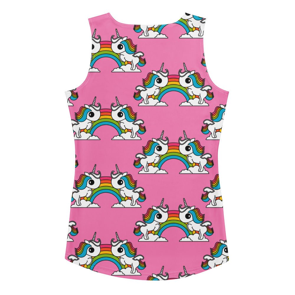 UNIQUE pink - Tank Top with unicorns and rainbows - SHALMIAK
