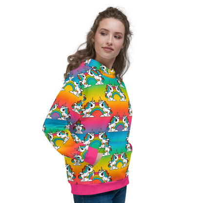 Hoodie - UNIQUE rainbow - Unicorns and rainbows print