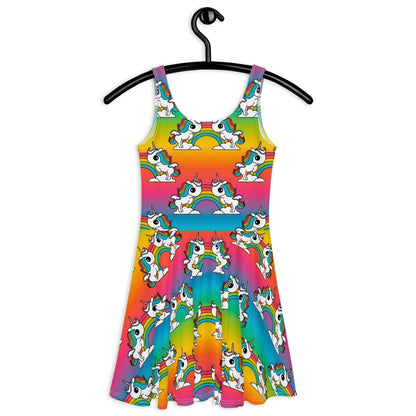 UNIQUE rainbow - Skater Dress with unicorns and rainbows - SHALMIAK