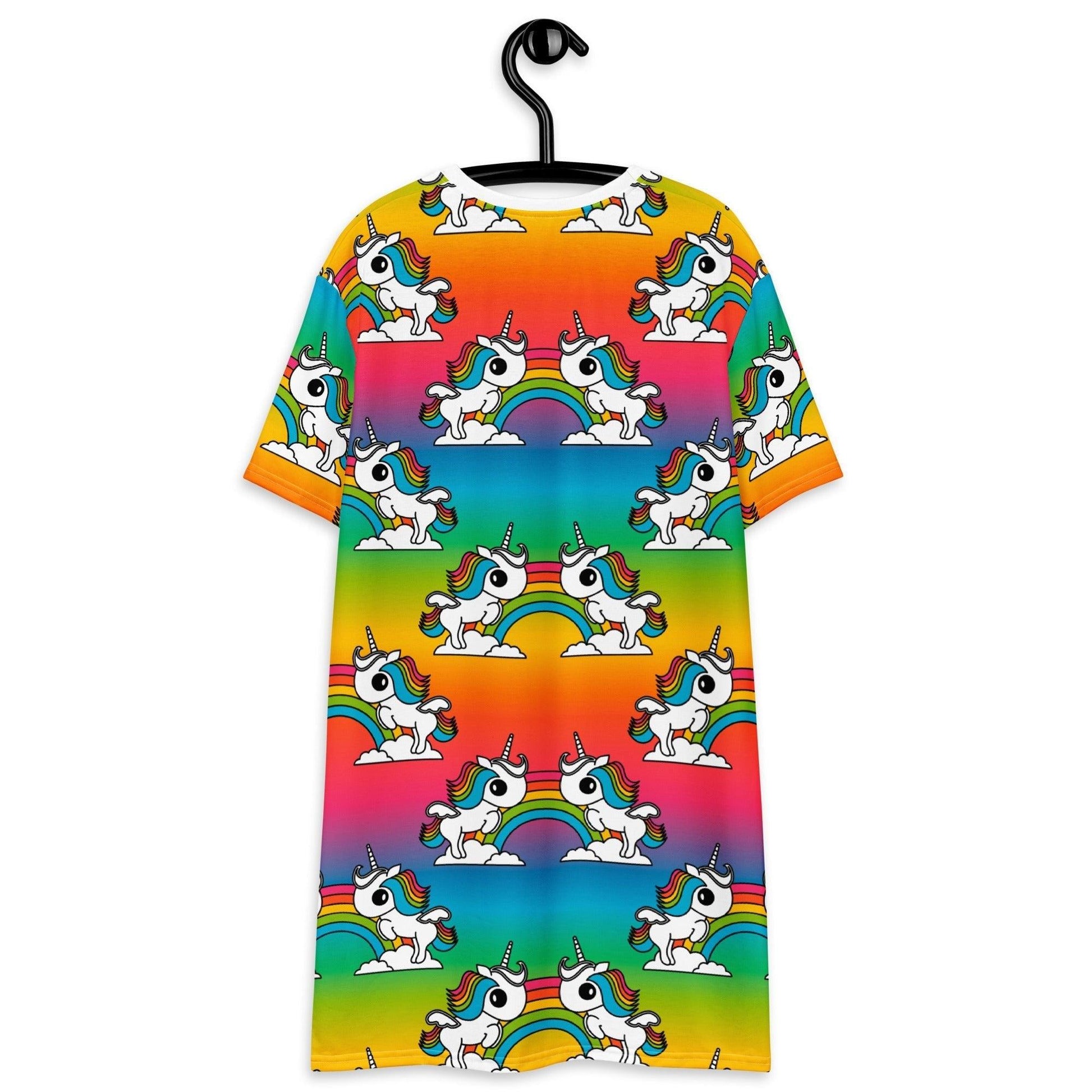UNIQUE rainbow - T-Shirt Dress with unicorns and rainbows - SHALMIAK
