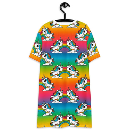 UNIQUE rainbow - T-Shirt Dress with unicorns and rainbows - SHALMIAK