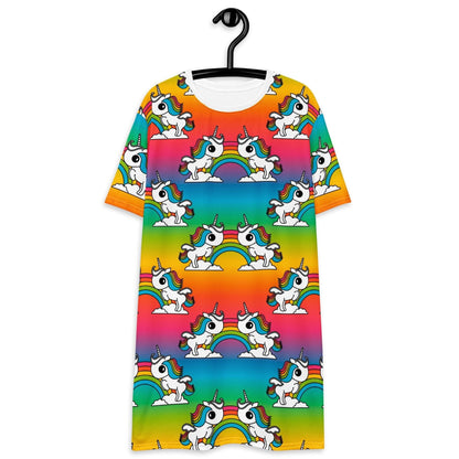 UNIQUE rainbow - T-Shirt Dress with unicorns and rainbows - SHALMIAK