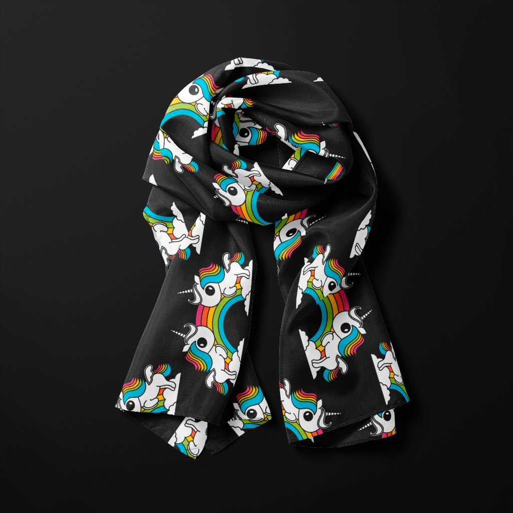 Scarf - UNIQUE black - Unicorns and rainbows print